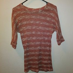 Coral Cream Quarter Sleeve Sweater